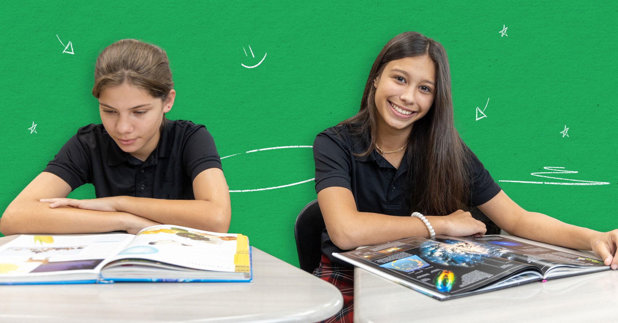 Students reading in school